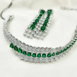 Emerald Cascade CZ Necklace Set - Image 2