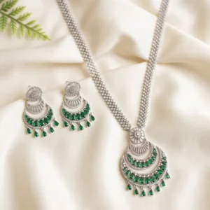 Emerald Cascade CZ Statement Long Necklace