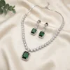 Emerald Crystal Pendant Necklace Set