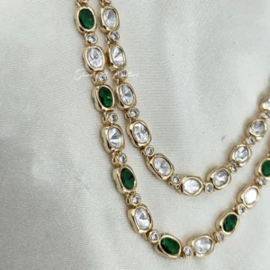 Alternative view of Emerald Glow Kundan Layered Necklace