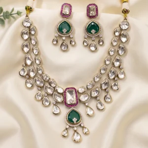 Alternative view of Statement Kundan Layered Bridal Necklace, Ruby Green
