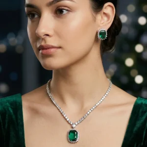 Emerald Halo Crystal Necklace