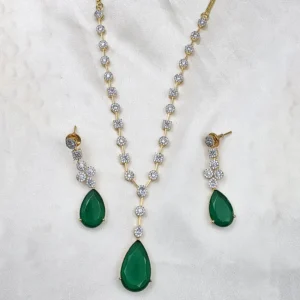 Alternative view of Elara Emerald Teardrop CZ Necklace Set