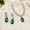 Emerald Teardrop Crystal Necklace Set