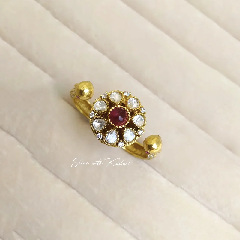Kundan & Stone Floral, Adjustable Ring