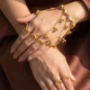 Golden Crescent Charm Hand Harness Bracelet Set
