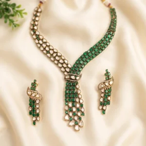 Green Kundan AD Necklace Set