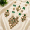 Green Long Necklace in Kundan