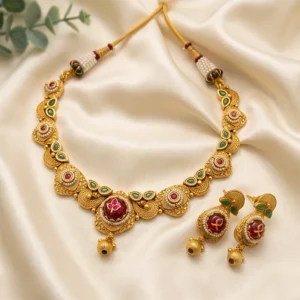 Heritage Necklace Set with Green & Ruby Stones