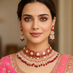 Sia Meenakari Choker, Red & Pink