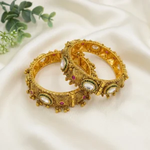 Kundan Antique Gold Bangles