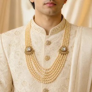 Alternative view of Pearl Kundan Layered Necklace for Groom