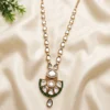 Kundan Long Necklace with Green Beads in Pendant