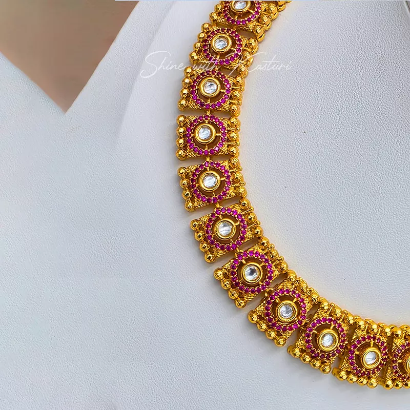 Kundan and ruby beads choker set - Image 2