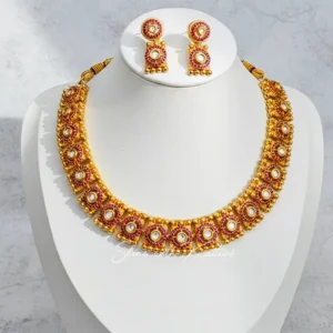 Kundan and ruby beads choker set