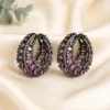 CZ Crystal Rhodium Hoop Earrings