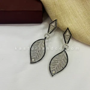 Alternative view of Leaf Design CZ Drop Earrings