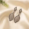 Leaf Design CZ Drop Earrings