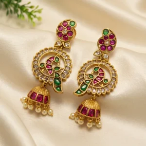 Long Peacock Style Jhumka Earrings