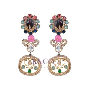 Alternative view of Navrattan Stone Long Earrings
