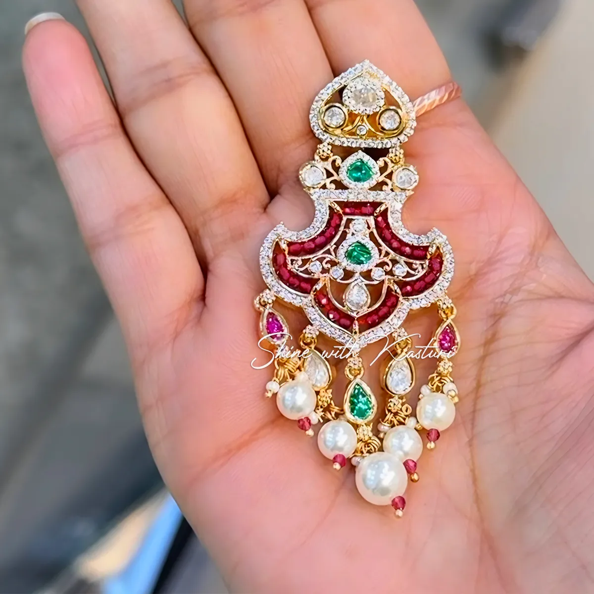 Meher Polki AD Multicolor Pearl Earrings