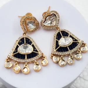 Midnight Noir Kundan Statement Necklace - Image 4