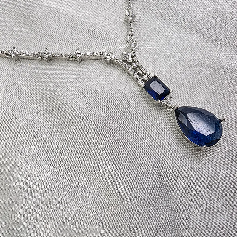 Midnight Sapphire Teardrop Necklace Set - Image 3