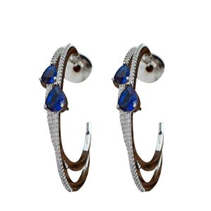 blue stone hoop earrings, buy designer earrings online, elegant hoop earrings Australia, sparkling earrings, statement earrings, women’s jewellery Australia