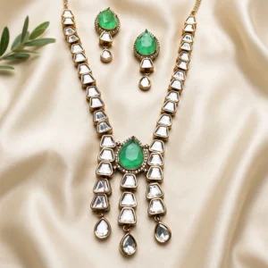 Mint Kundan Gold-Tone Necklace Set
