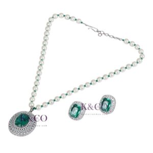CZ & Pearls Statement Necklace - Image 2