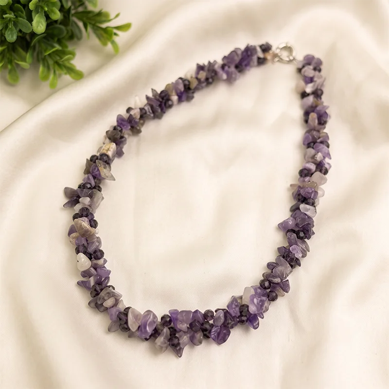 Natural Amethyst Chip Stone Necklace