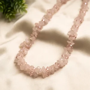 Natural Pink Chip Stone Necklace