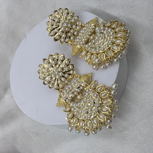 Navratan Jadau Long Chandbali Earrings