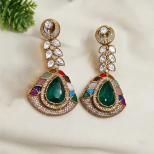 Navratna Kundan Statement Earrings