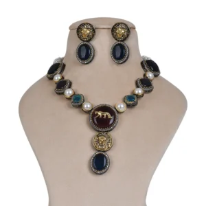 Alternative view of Sabyasachi Inspired Drop Pendant Necklace Set