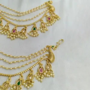 Royal Peacock Pearl Ear Chain - Image 3