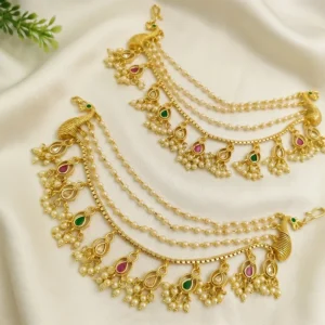 Royal Peacock Pearl Ear Chain