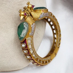 Peacock Polki Stone Kada Bangles