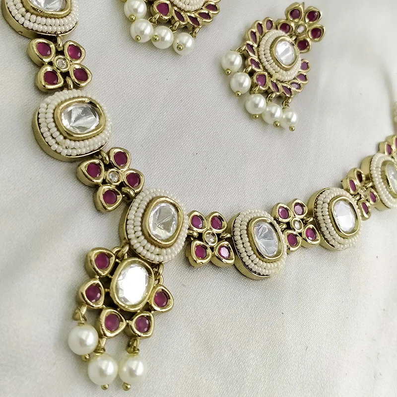 Ruby Pearl Kundan Floral Choker Set - Image 2