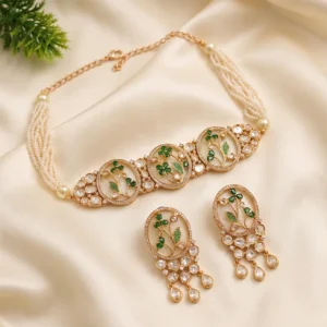 Pearl & Kundan Statement Choker, Green