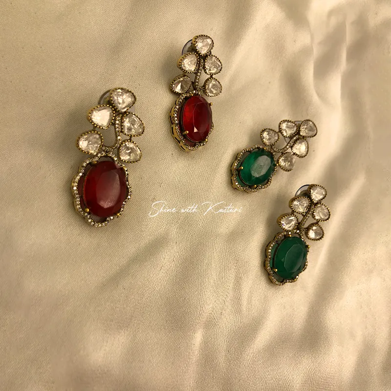 Ruby Polki Drop Statement Earrings - Image 4