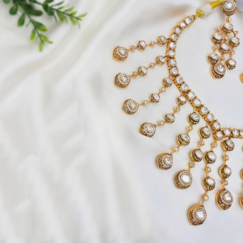 Chandrika Statement Polki Kundan Necklace Set - Image 3
