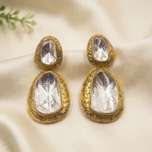 Large Polki Kundan Statement Earrings