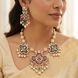 Polki Multicolor Pearl Necklace Set