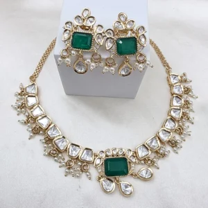 Alternative view of Emerald Polki Pearl Chokers Set