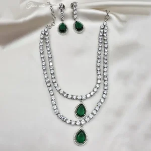 Radiance Double Layer Necklace Set, Green