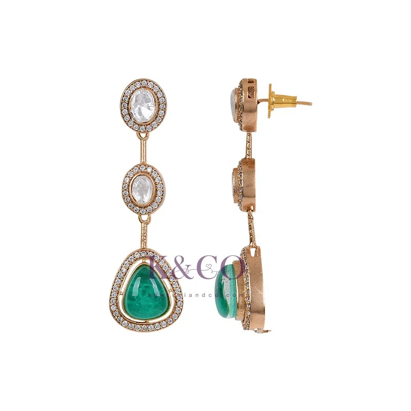 Riva Polki Stone Earrings - Image 2