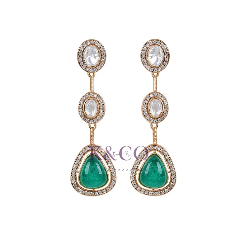 Riva Polki Stone Earrings - Image 4