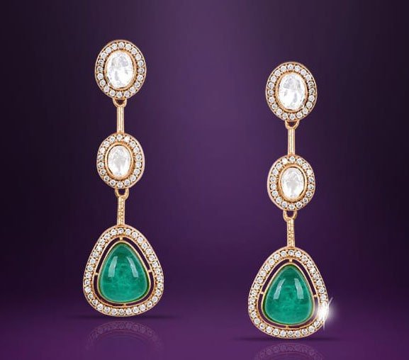 Riva Polki Stone Earrings - Image 3
