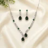 Royal Emerald CZ Drop Necklace Set